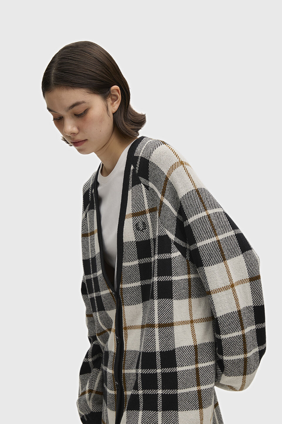 FRED PERRY 「FRED PERRY／Boucle Tartan Cardigan／タータンチェックカーディガン」|カーディガン|