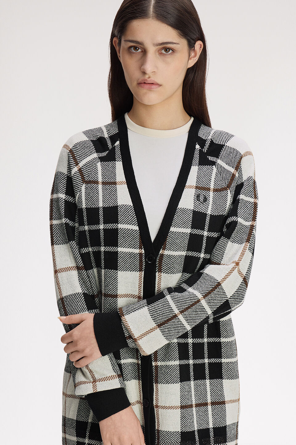 FRED PERRY 「FRED PERRY／Boucle Tartan Cardigan／タータンチェックカーディガン」|カーディガン|