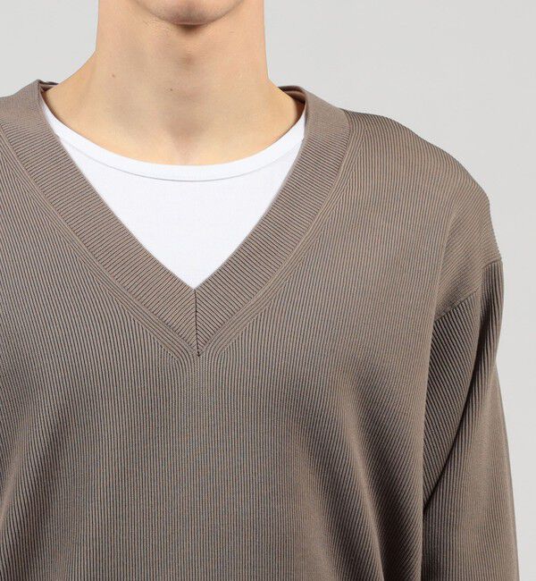 TOMORROWLAND MENS「TOMORROWLAND tricot ギザコットンポリエステルプレーティング  Vネックニット」|ニット・セーター|