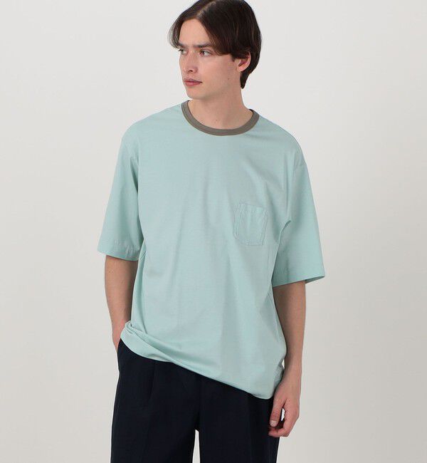 TOMORROWLAND MENS「コットンシルク高密度天竺 リンガーTシャツ」|Tシャツ・カットソー|