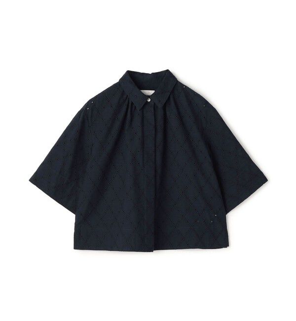Ballsey「アイレットダイヤエンブロイダリー ハーフスリーブシャツブラウス」|シャツ・ブラウス|67 ネイビー