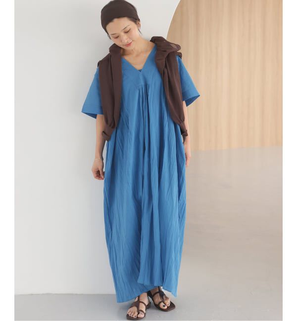JOURNAL STANDARD relume「《追加 / 新色》コットンボイルクリンクルタックカフタンワンピース」|ワンピース|ブルー B