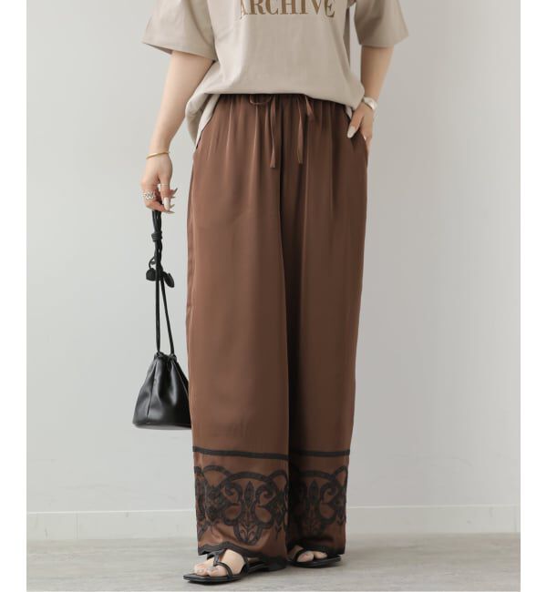 JOURNAL STANDARD relume「サテンエンブロイダリーヘムパンツ」|その他|ブラウン