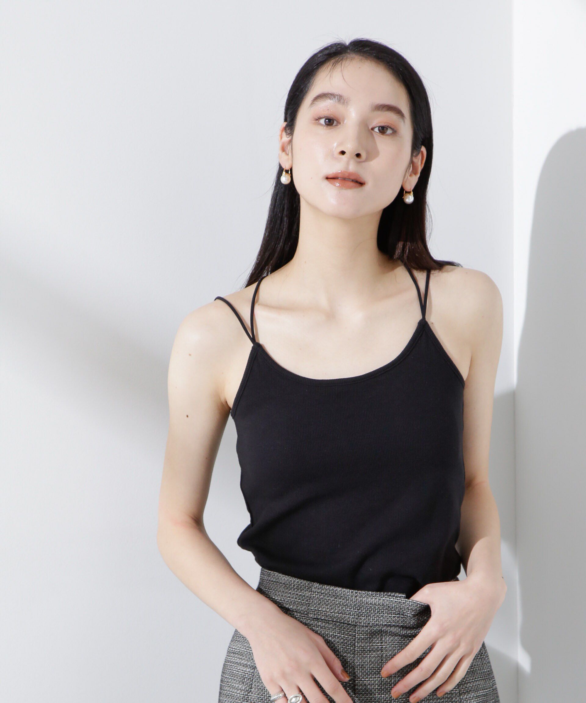 NANO universe「カップ付きバッククロスキャミソール」|Tシャツ・カットソー|