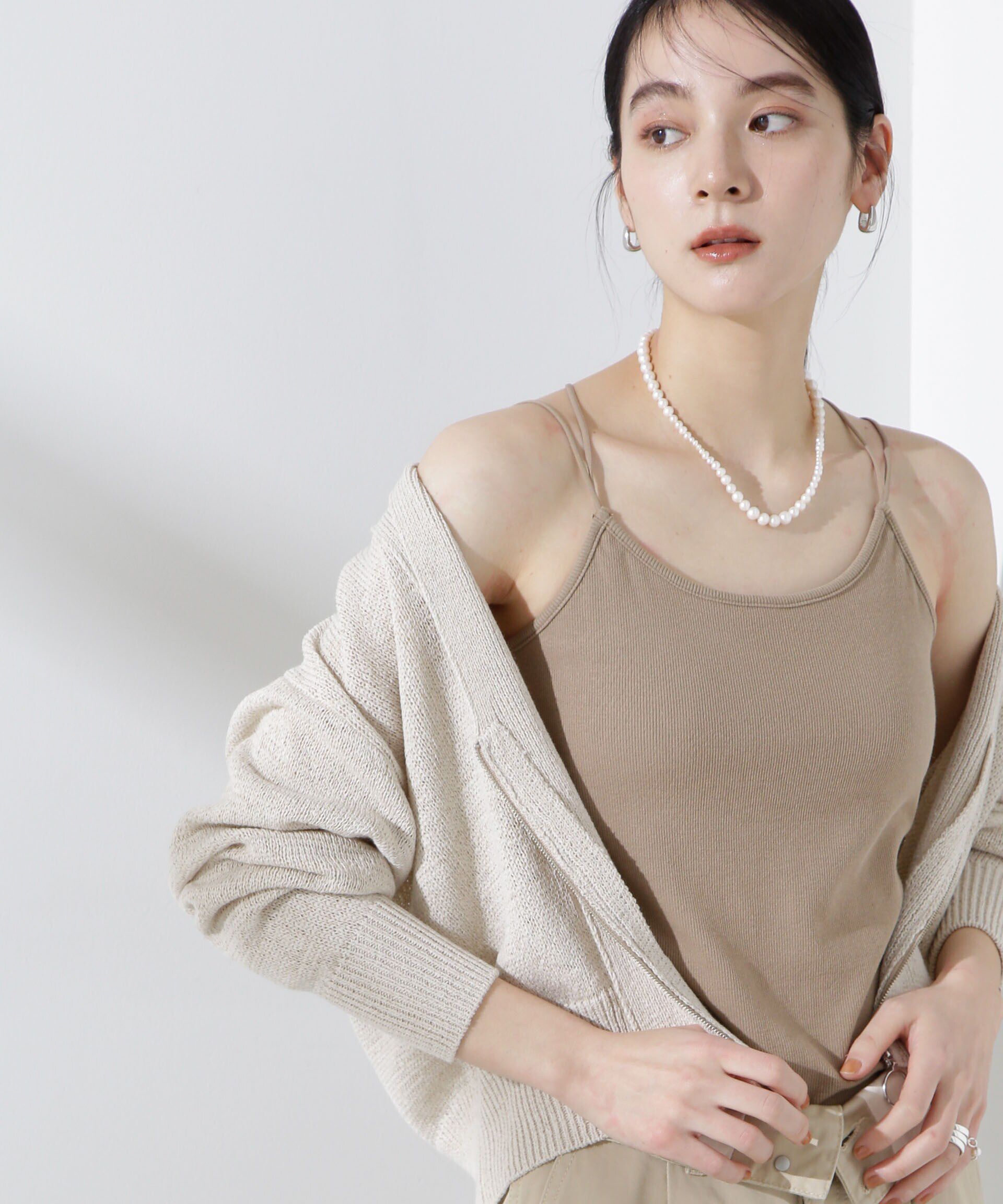 NANO universe「カップ付きバッククロスキャミソール」|Tシャツ・カットソー|