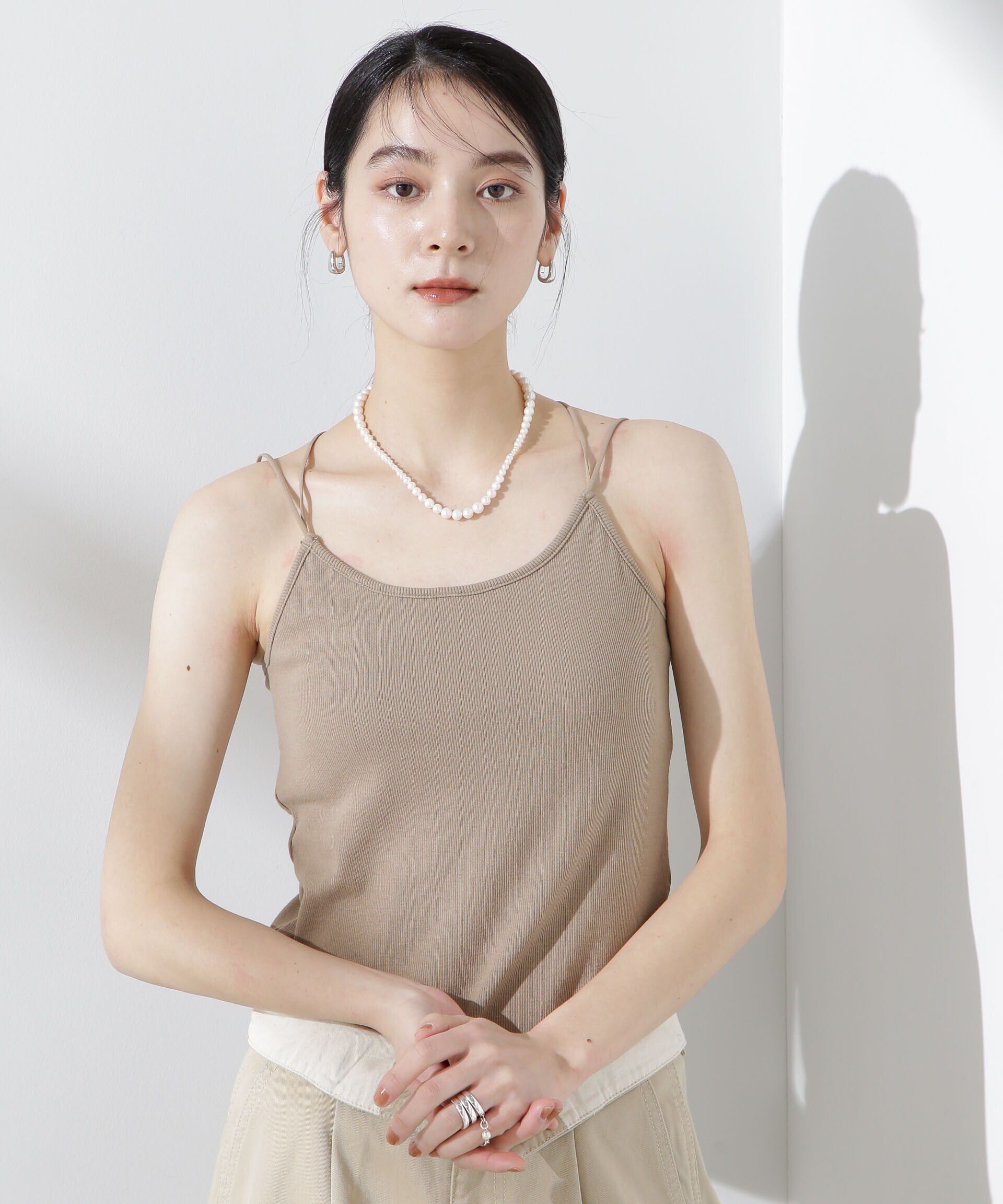 NANO universe「カップ付きバッククロスキャミソール」|Tシャツ・カットソー|