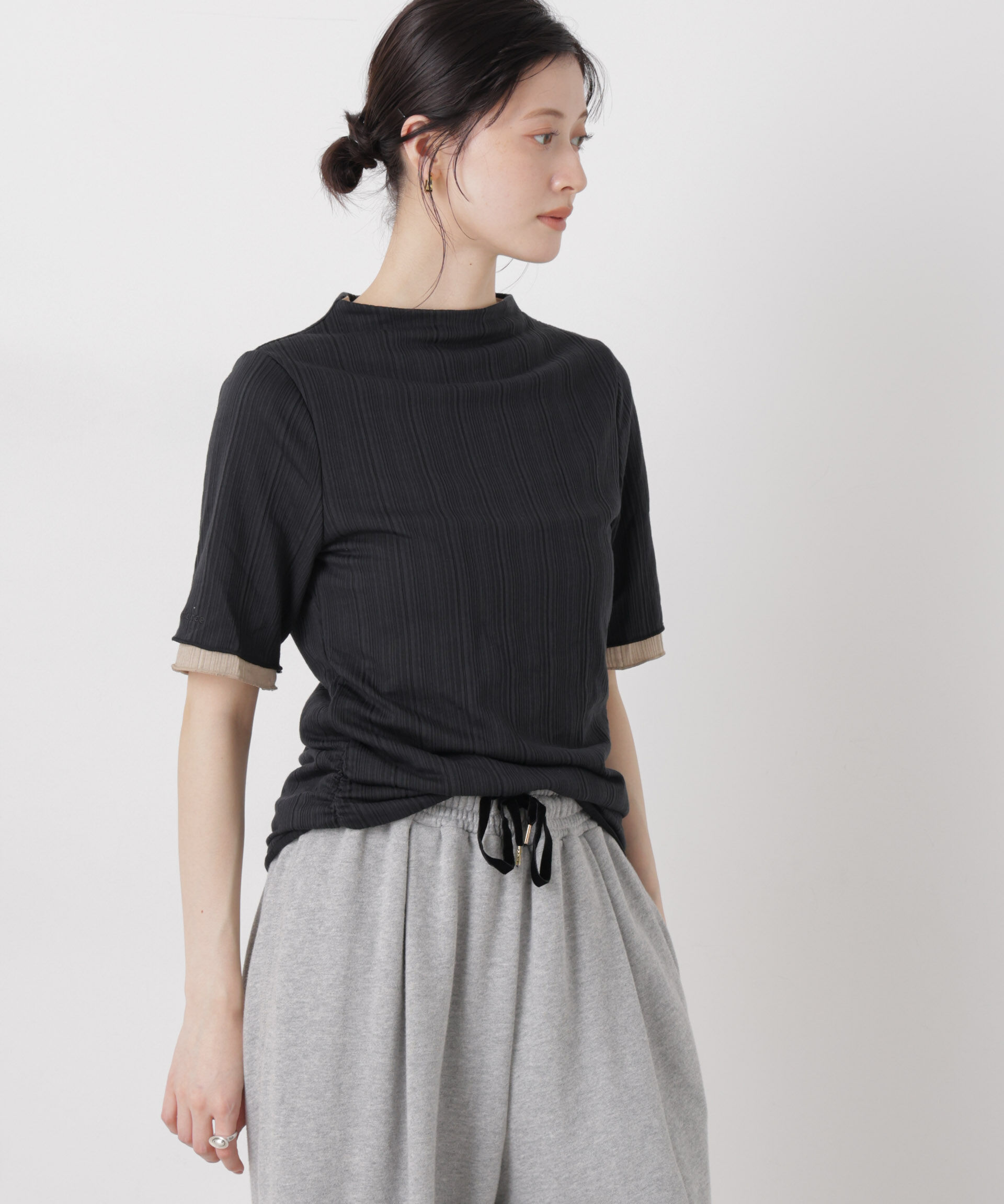 nano･universe「new balance/NB Greyカラーブロック半袖トップ」|Tシャツ・カットソー|ブラック
