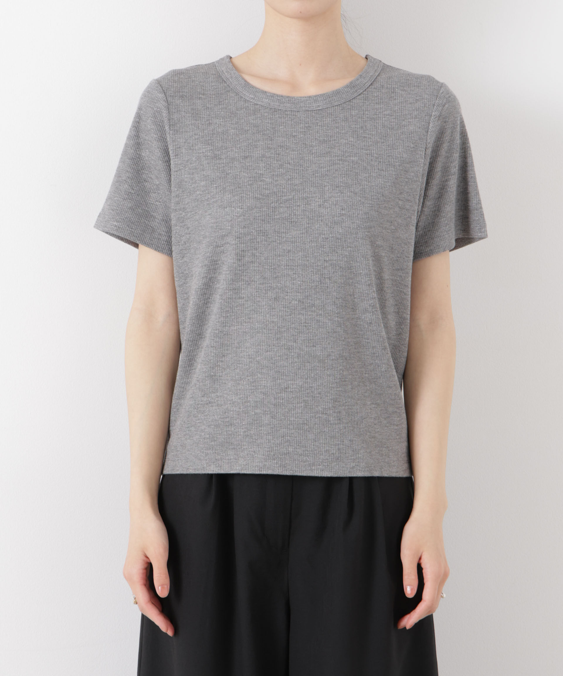nano･universe「ラメリブカットクルーネックTシャツ」|Tシャツ・カットソー|