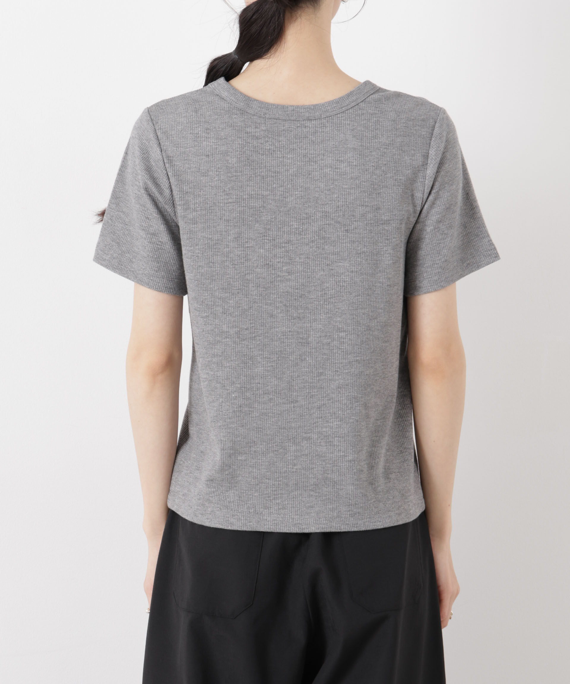nano･universe「ラメリブカットクルーネックTシャツ」|Tシャツ・カットソー|