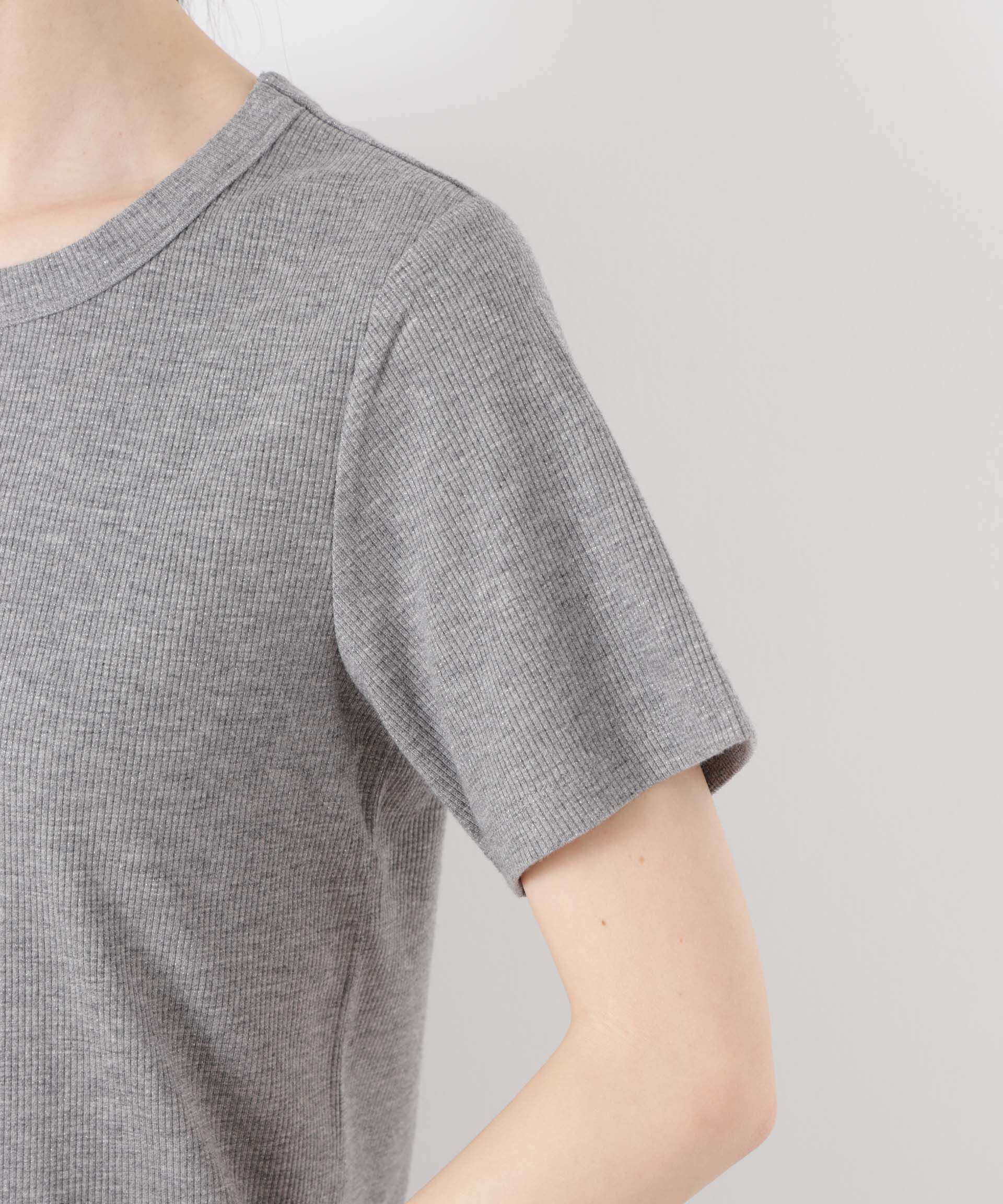 nano･universe「ラメリブカットクルーネックTシャツ」|Tシャツ・カットソー|
