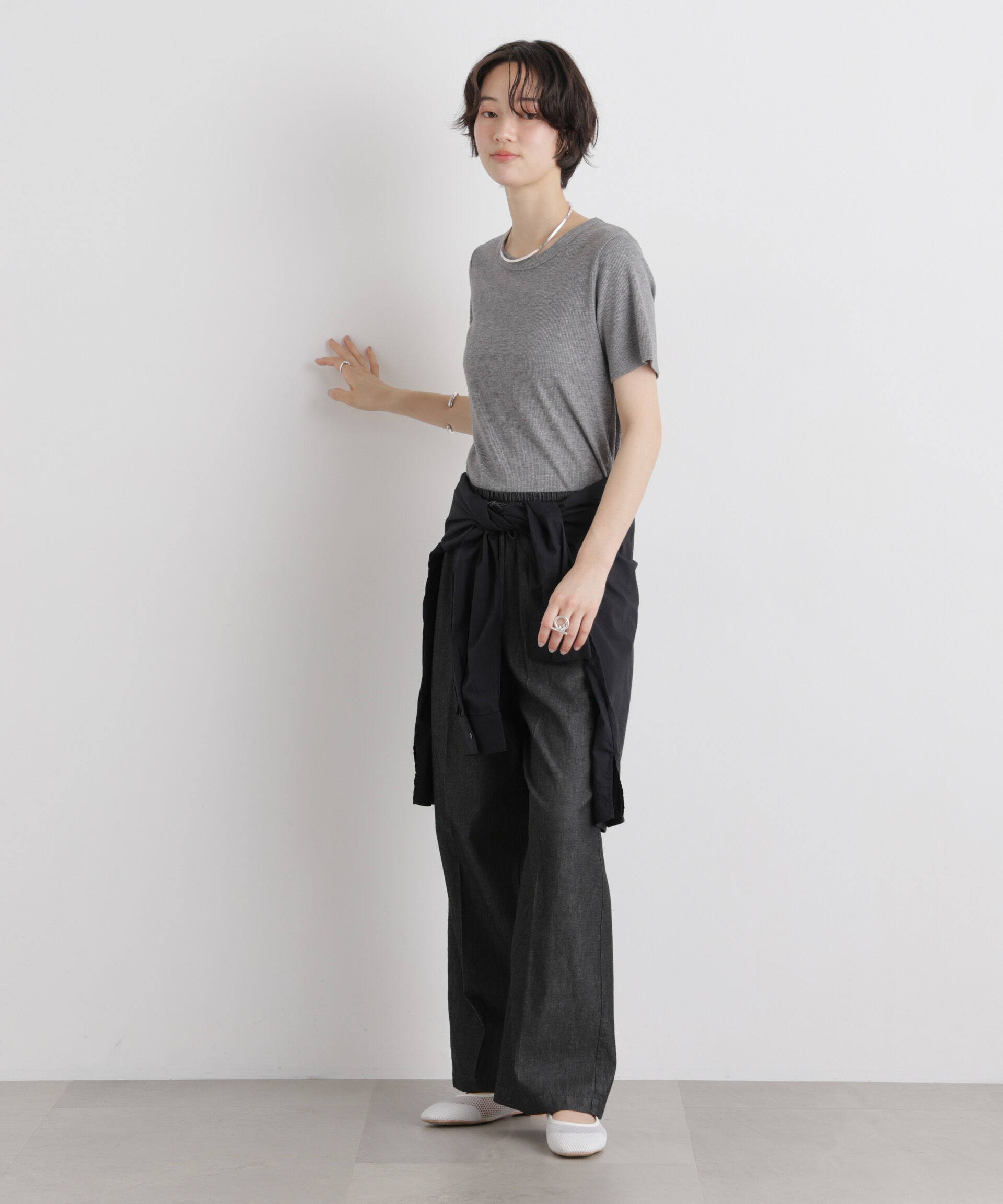 nano･universe「ラメリブカットクルーネックTシャツ」|Tシャツ・カットソー|