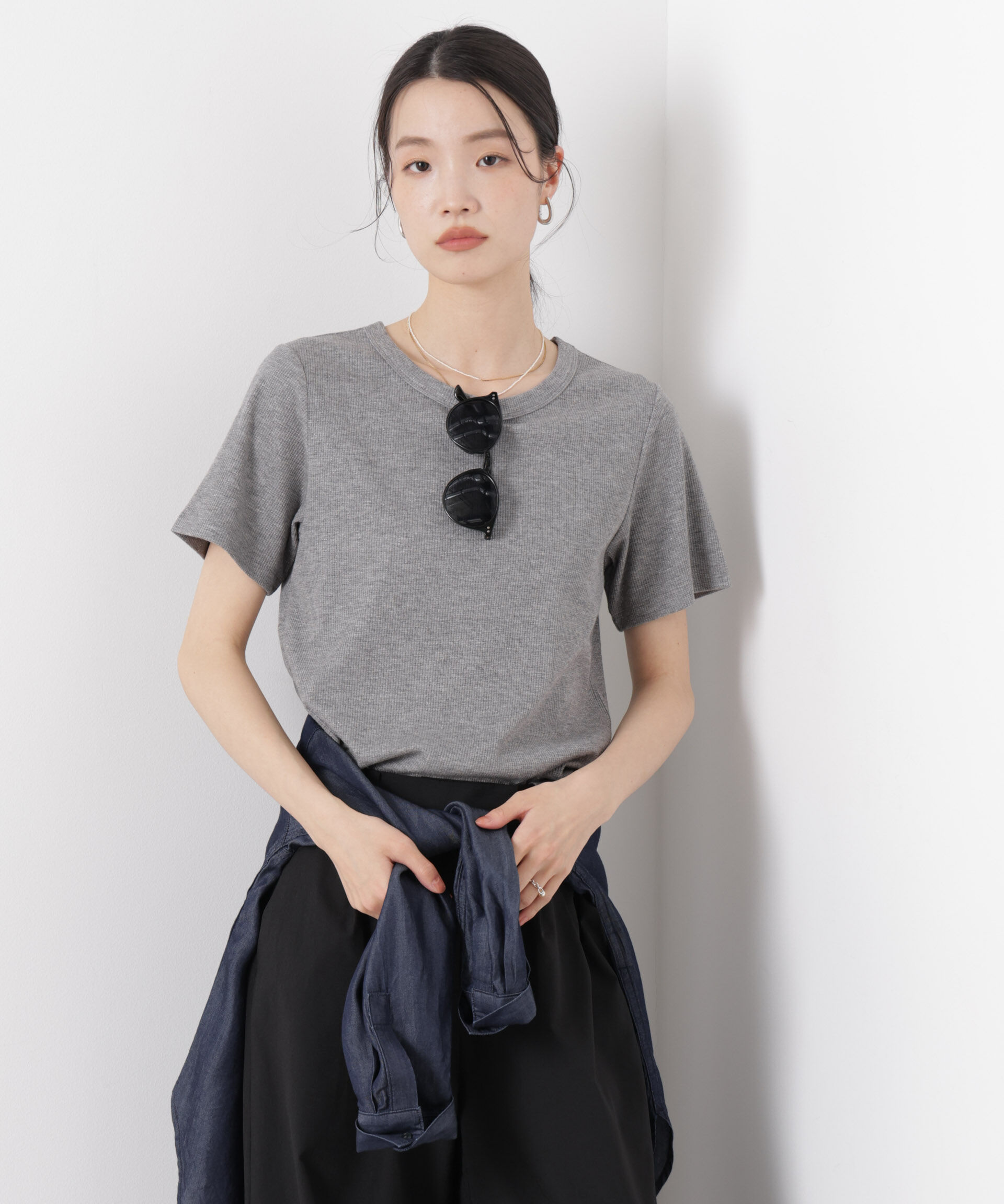 nano･universe「ラメリブカットクルーネックTシャツ」|Tシャツ・カットソー|