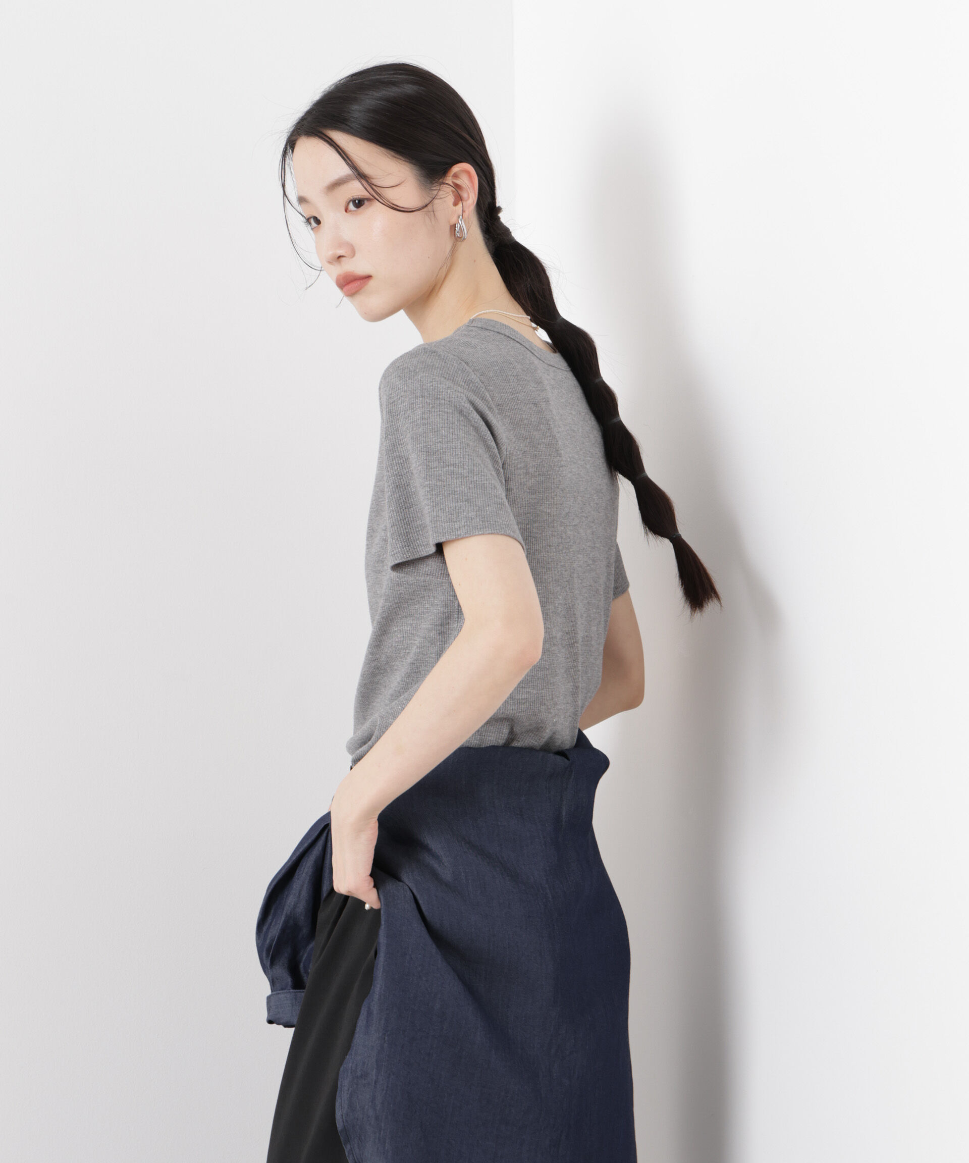 nano･universe「ラメリブカットクルーネックTシャツ」|Tシャツ・カットソー|