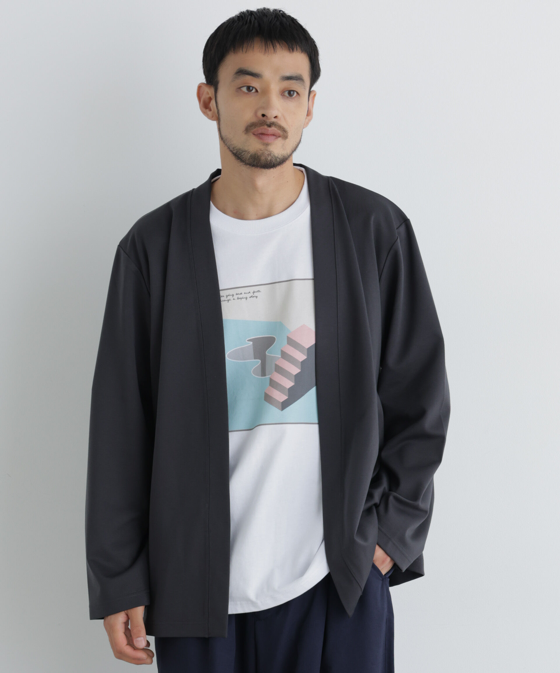NANO universe「ダブルジャージー着流しカーディガン」|Tシャツ・カットソー|
