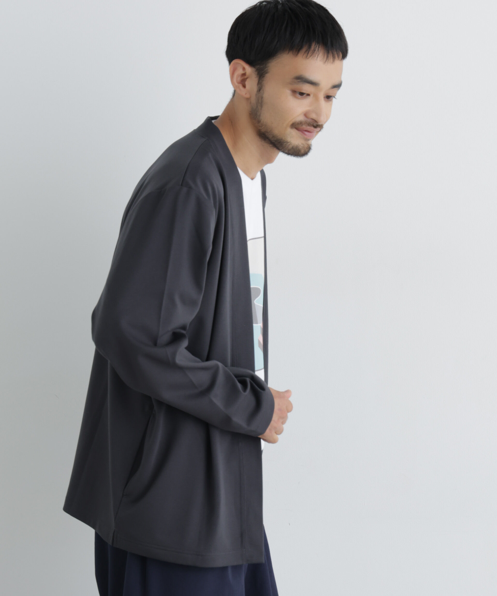NANO universe「ダブルジャージー着流しカーディガン」|Tシャツ・カットソー|