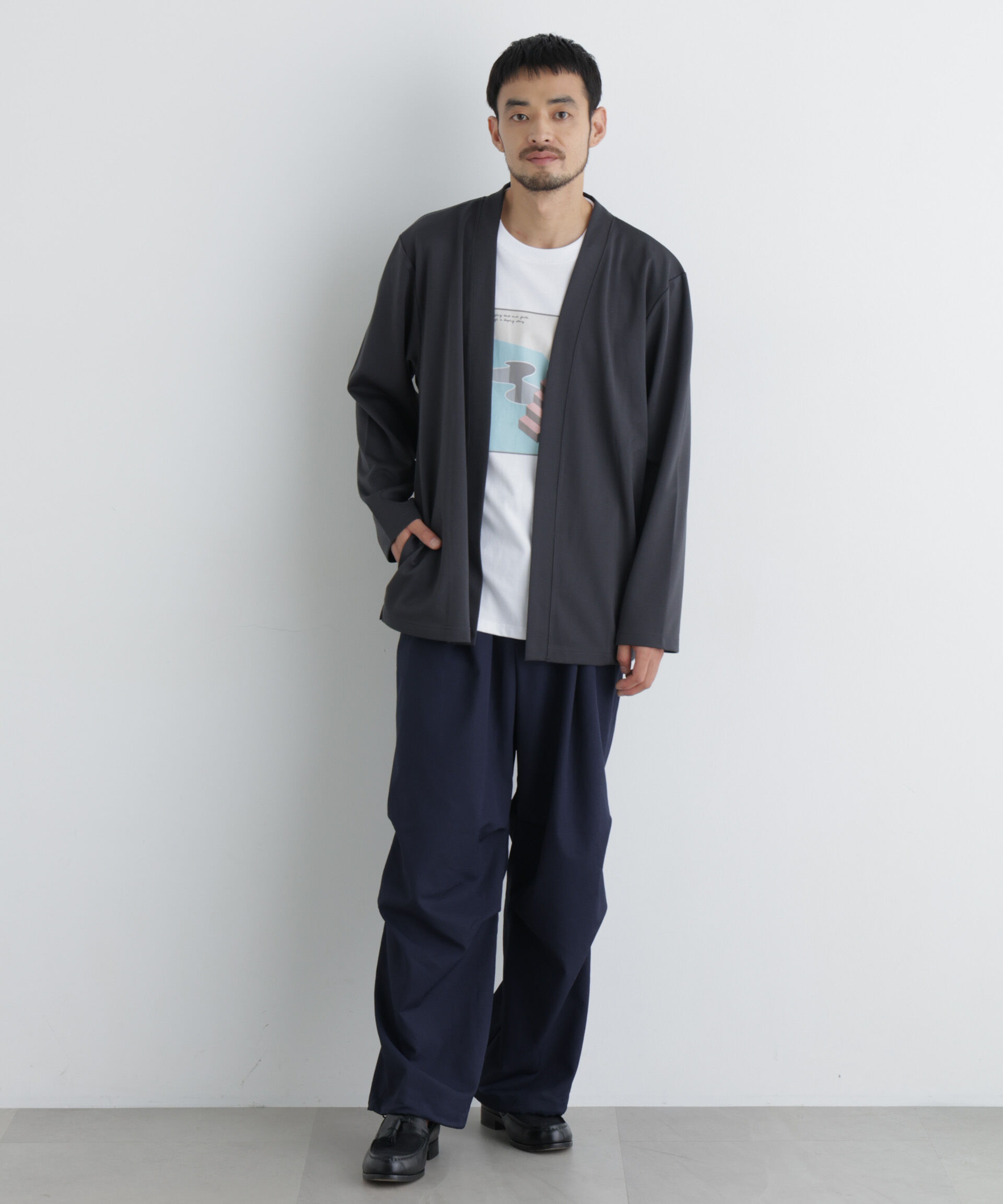 NANO universe「ダブルジャージー着流しカーディガン」|Tシャツ・カットソー|