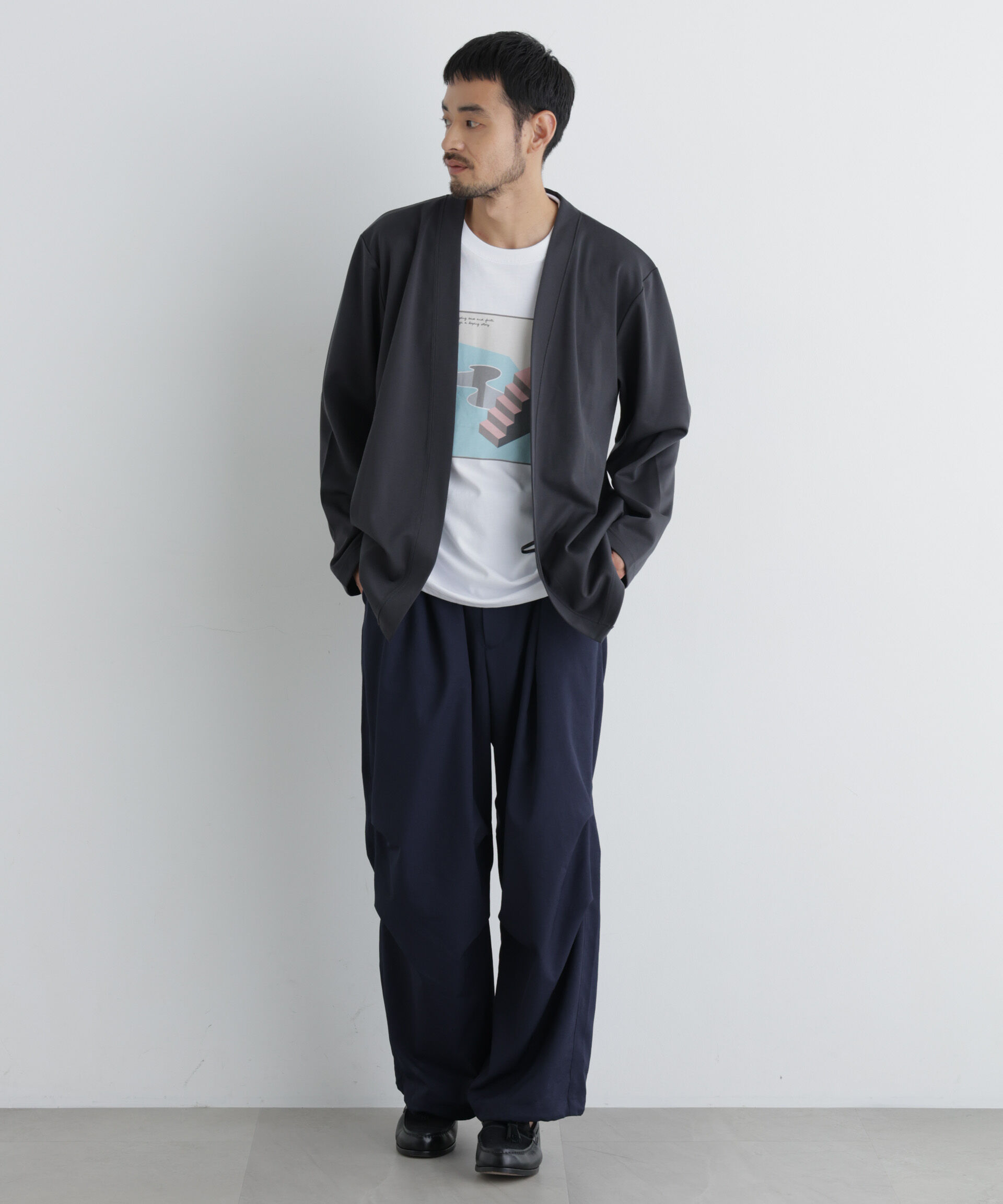 NANO universe「ダブルジャージー着流しカーディガン」|Tシャツ・カットソー|
