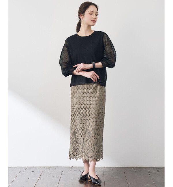 自由区「【SHIHOさん着用・こだわり素材・セットアップ対応】パネルレース スカート」|スカート|