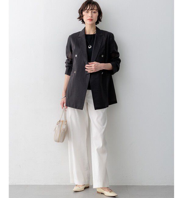 23区「【CanCam・CLASSY.・Oggi掲載】リネンレーヨンストレッチ ワイドパンツ」|その他|