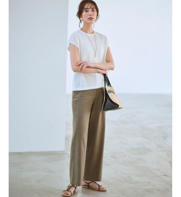 23区「【CanCam・CLASSY.・Oggi掲載】リネンレーヨンストレッチ ワイドパンツ」|その他|
