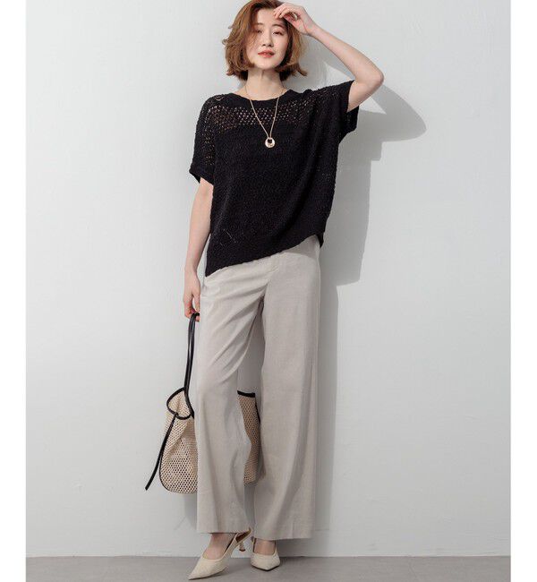 23区「【CanCam・CLASSY.・Oggi掲載】リネンレーヨンストレッチ ワイドパンツ」|その他|