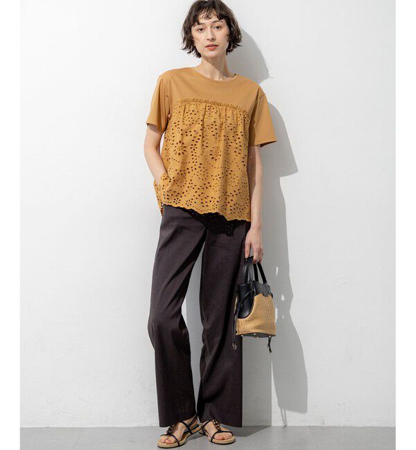 23区「【CanCam・CLASSY.・Oggi掲載】リネンレーヨンストレッチ ワイドパンツ」|その他|
