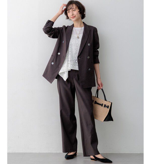 23区「【CanCam・CLASSY.・Oggi掲載】リネンレーヨンストレッチ ワイドパンツ」|その他|