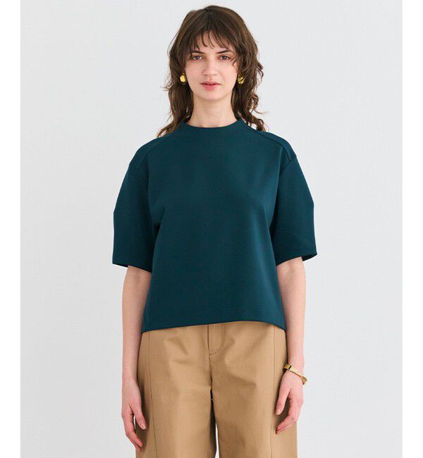 BEIGE,「【洗える】ALTHEA / ダンボールジャージーバックスリットブラウス」|シャツ・ブラウス|Forest Green