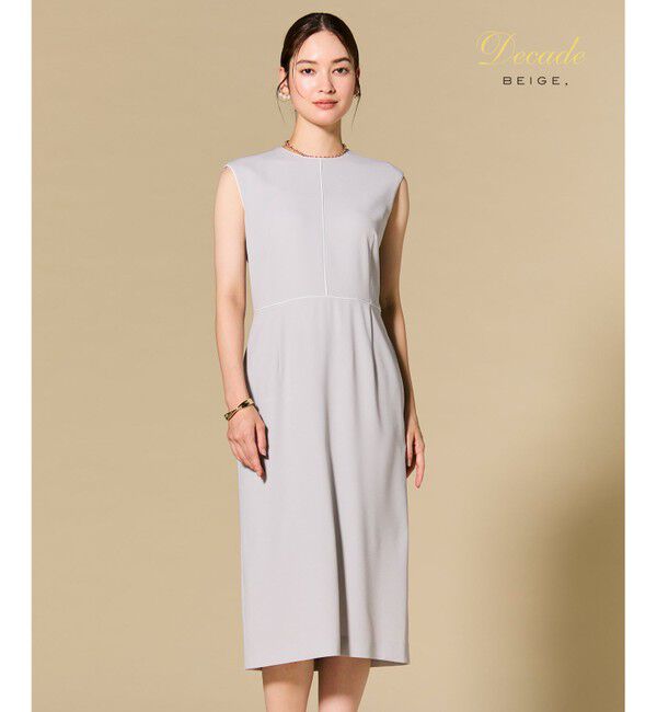 BEIGE,「【セットアップ対応】CINDY / 配色ライン クルーネックドレス」|ワンピース|L.Grey &times; White