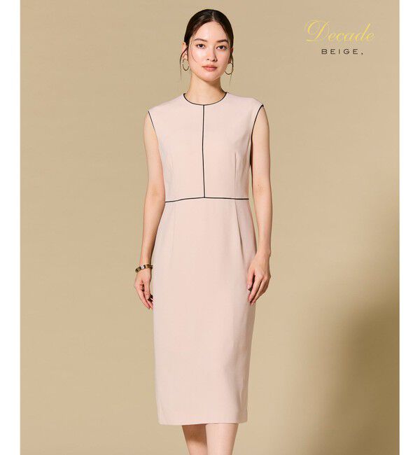 BEIGE,「【セットアップ対応】CINDY / 配色ライン クルーネックドレス」|ワンピース|Nude &times; Black