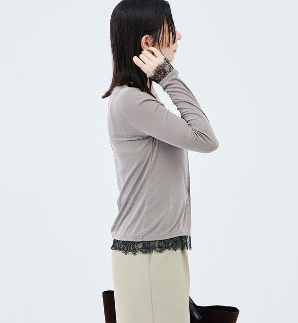 NOLLEY'S sophi「【BECシリーズ】《セットアップ対応》ウォッシャブルフィブリルテレコレース付きカーデ」|カーディガン|