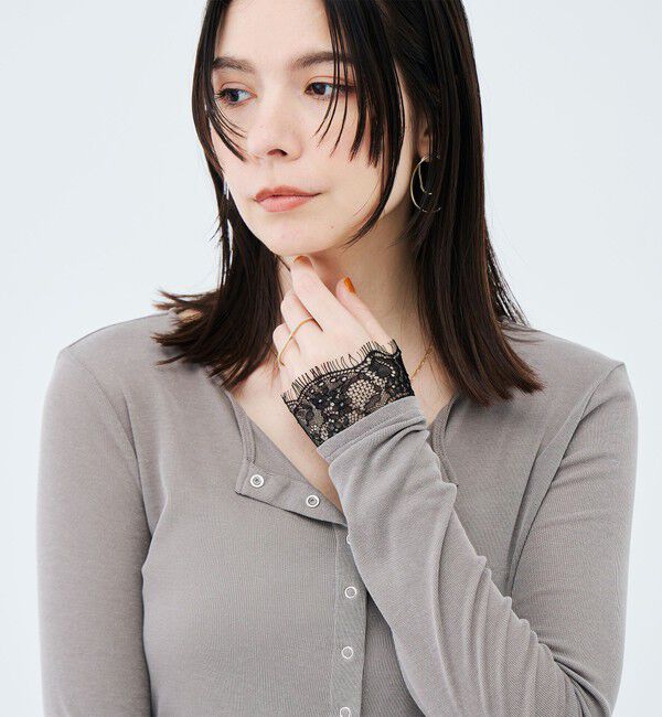 NOLLEY'S sophi「【BECシリーズ】《セットアップ対応》ウォッシャブルフィブリルテレコレース付きカーデ」|カーディガン|