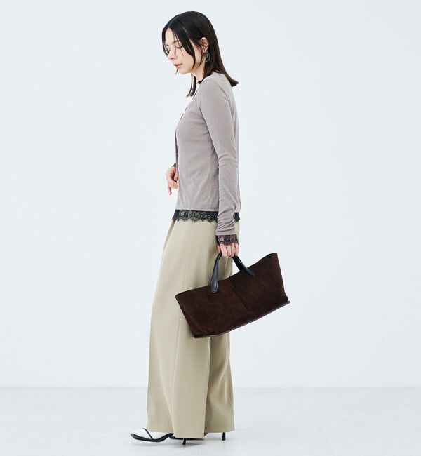 NOLLEY'S sophi「【BECシリーズ】《セットアップ対応》ウォッシャブルフィブリルテレコレース付きカーデ」|カーディガン|
