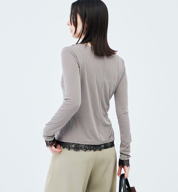 NOLLEY'S sophi「【BECシリーズ】《セットアップ対応》ウォッシャブルフィブリルテレコレース付きカーデ」|カーディガン|
