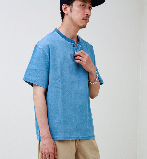 GLOSTER「【セットアップ対応】メッシュデニムヘンリーTEE」|Tシャツ・カットソー|