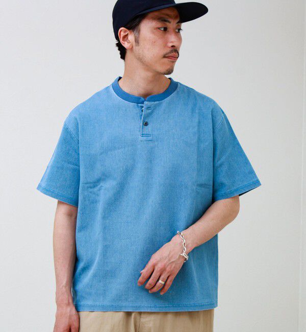 GLOSTER「【セットアップ対応】メッシュデニムヘンリーTEE」|Tシャツ・カットソー|