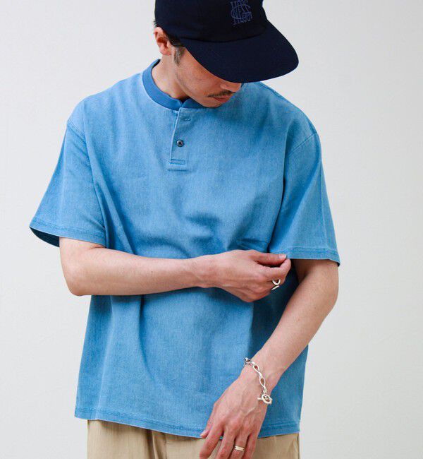 GLOSTER「【セットアップ対応】メッシュデニムヘンリーTEE」|Tシャツ・カットソー|