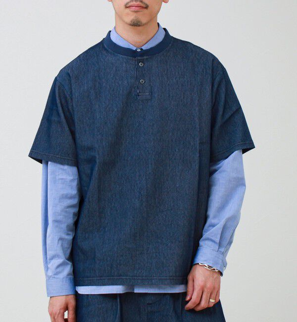 GLOSTER「【セットアップ対応】メッシュデニムヘンリーTEE」|Tシャツ・カットソー|