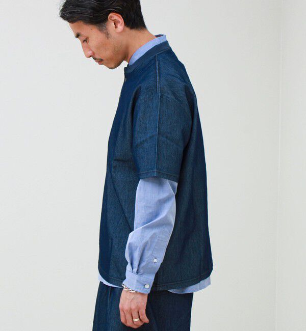 GLOSTER「【セットアップ対応】メッシュデニムヘンリーTEE」|Tシャツ・カットソー|
