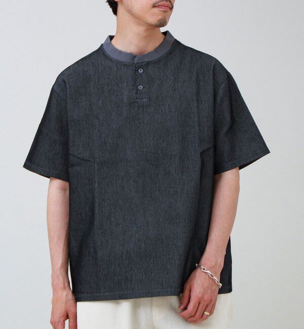 GLOSTER「【セットアップ対応】メッシュデニムヘンリーTEE」|Tシャツ・カットソー|