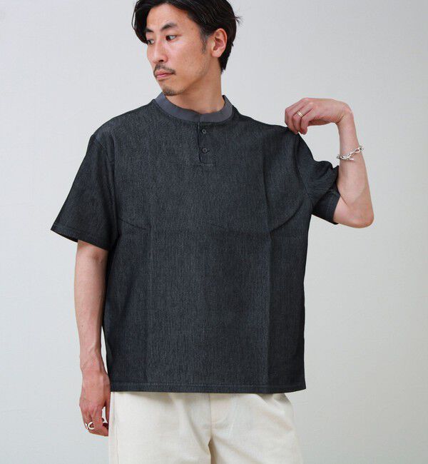GLOSTER「【セットアップ対応】メッシュデニムヘンリーTEE」|Tシャツ・カットソー|