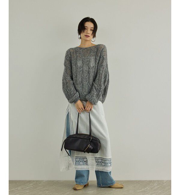 SALON adam et rope'「【WEB限定】チャーム付きスプリットレザーミドルバッグ」|ハンドバッグ|