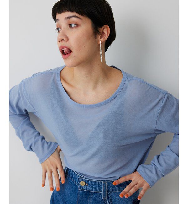 THE PAUSE「《インナー使いもおすすめ》【THE PAUSE】シアーフライスロンTEE」|Tシャツ・カットソー|ブルー