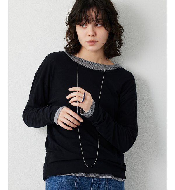 THE PAUSE「《インナー使いもおすすめ》【THE PAUSE】シアーフライスロンTEE」|Tシャツ・カットソー|ブラック