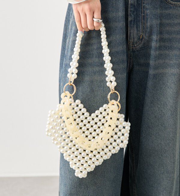  「ビーズハンドルハートBAG」|トートバッグ|