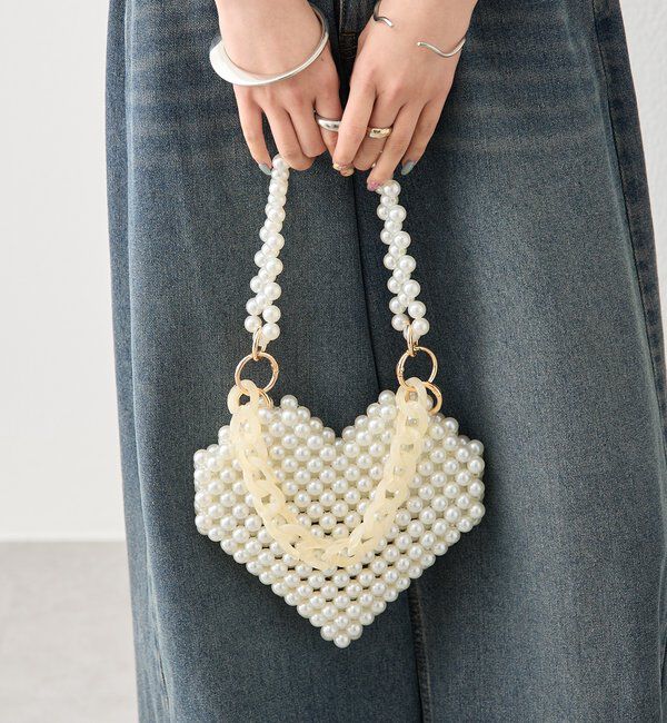  「ビーズハンドルハートBAG」|トートバッグ|