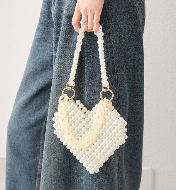  「ビーズハンドルハートBAG」|トートバッグ|