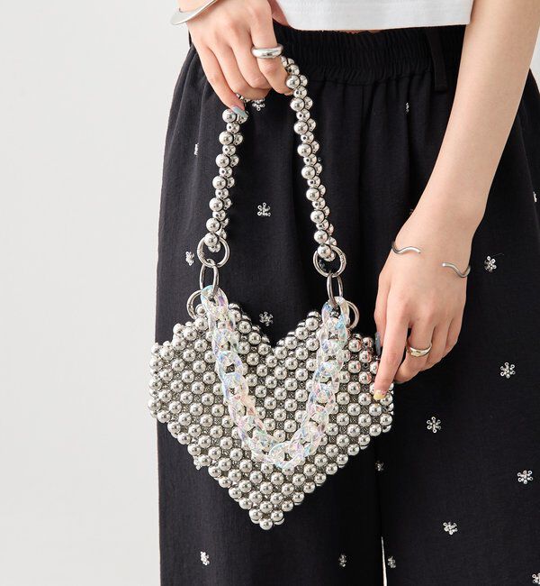  「ビーズハンドルハートBAG」|トートバッグ|