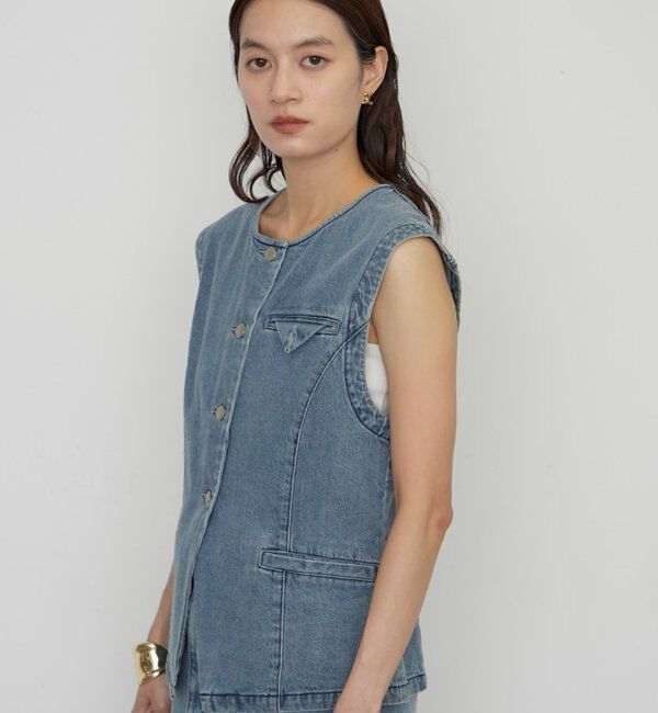  「《セットアップ着用可》ブルーデニムジレ」|ベスト・ジレ|