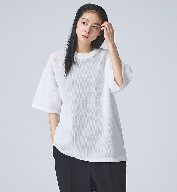 ABAHOUSE「【FORTUNA /フォルトゥナ】ECOTEC KnitメッシュT/エコテックニ」|ニット・セーター|